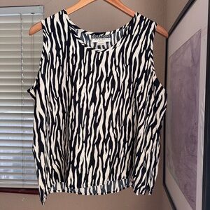 Notations Zebra Print Tank Top in Black and White